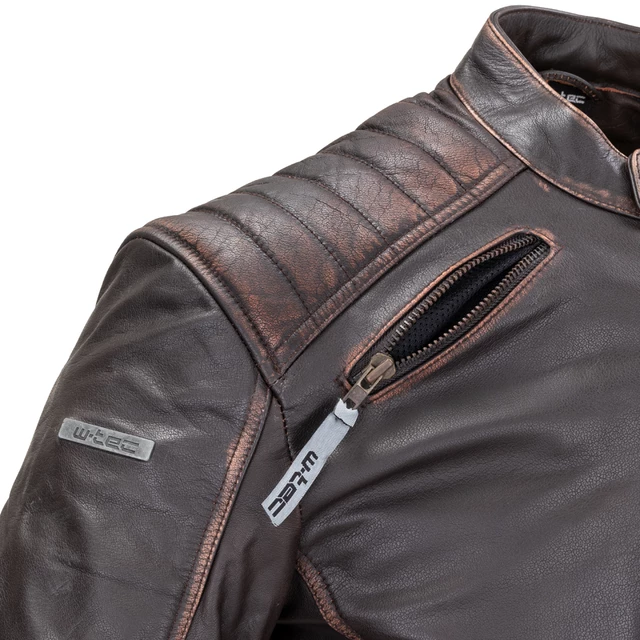 Leather Motorcycle Jacket W-TEC Embracer - Vintage Dark Brown, L