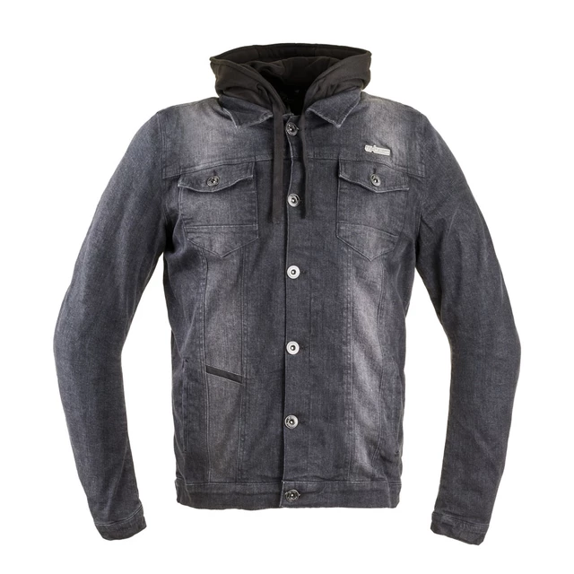 Men’s Summer Jeans Hooded Motorcycle Jacket W-TEC Kafec - Black - Black