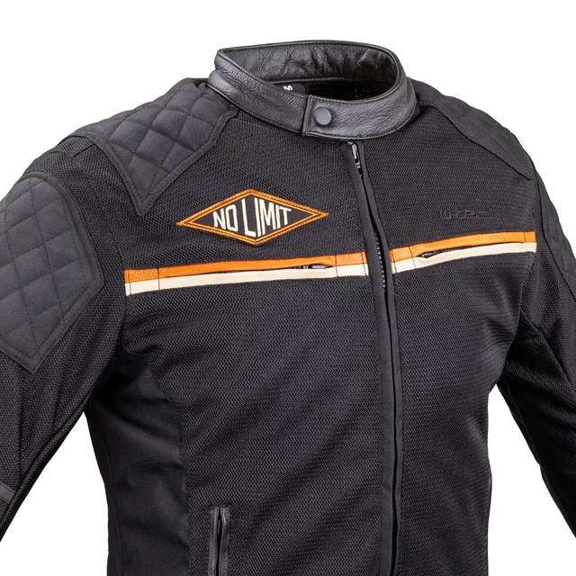 Nyári motoros kabát W-TEC 2Stripe - fekete-bézs-narancs, 5XL