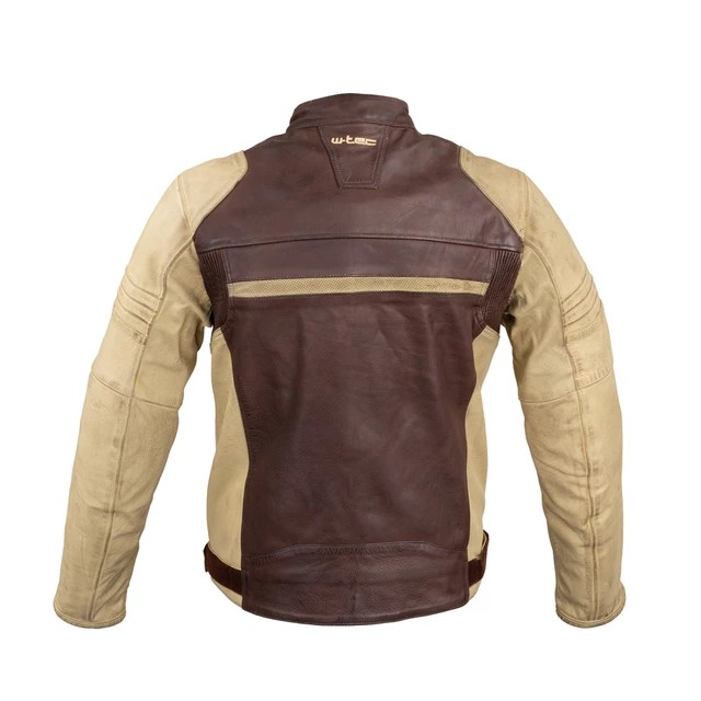 Men’s Leather Motorcycle Jacket W-TEC Retro - Black-Brown-Beige