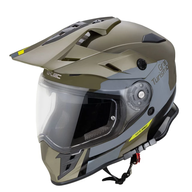 Moto prilba W-TEC V331 PR Graphic - Khaki-Grey