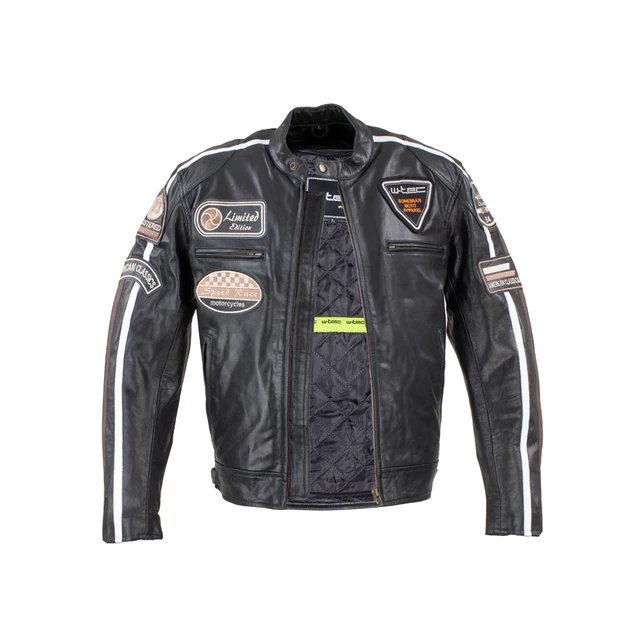 Men’s Leather Motorcycle Jacket W-TEC Black Cracker