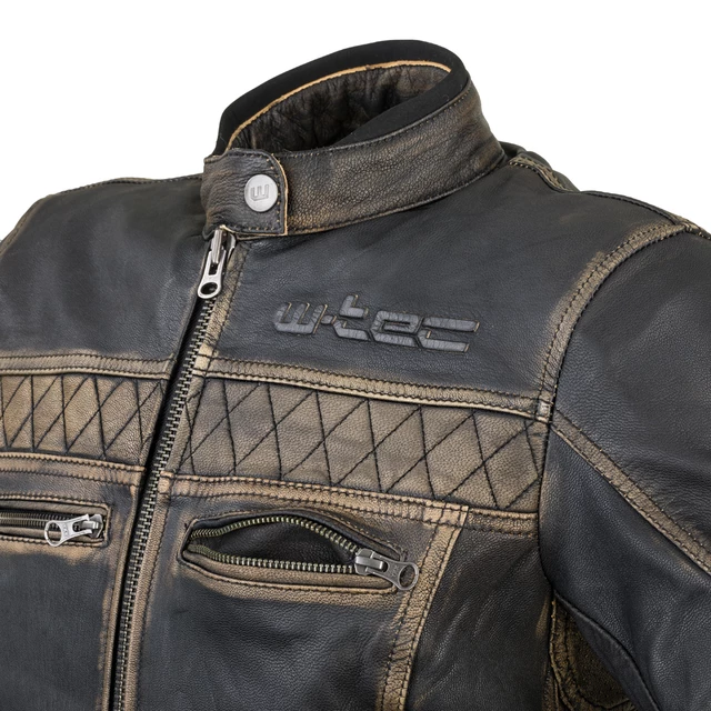 W-TEC Kusniqua Leder Motorradjacke - vintage schwarz