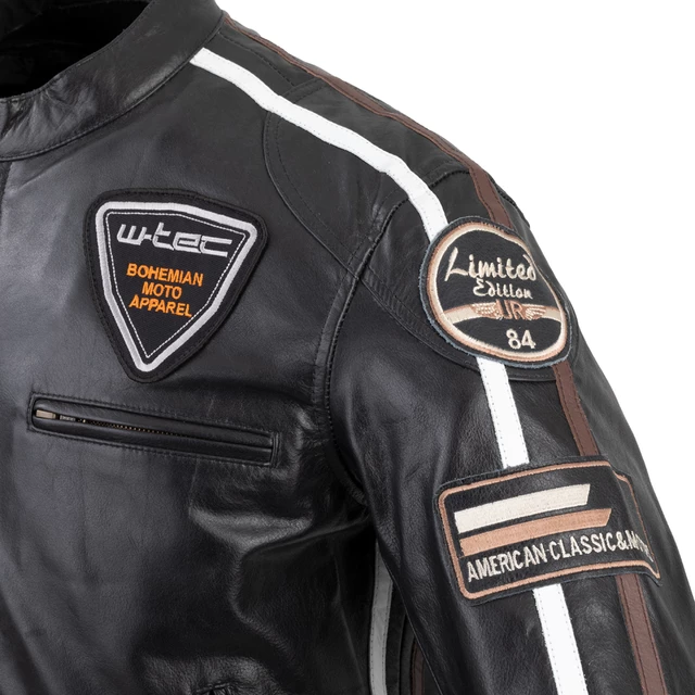 Men’s Leather Motorcycle Jacket W-TEC Black Cracker - L