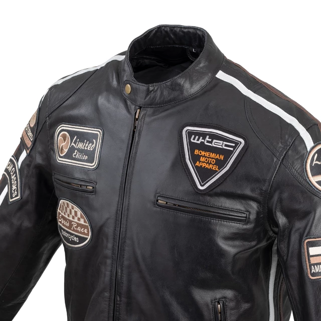Men’s Leather Motorcycle Jacket W-TEC Black Cracker - S