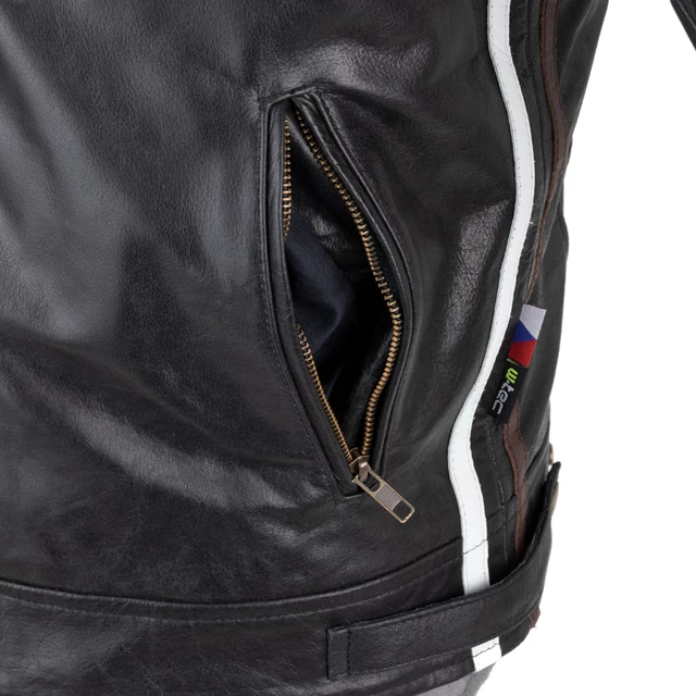 Pánska kožená moto bunda W-TEC Black Cracker - 2. akosť