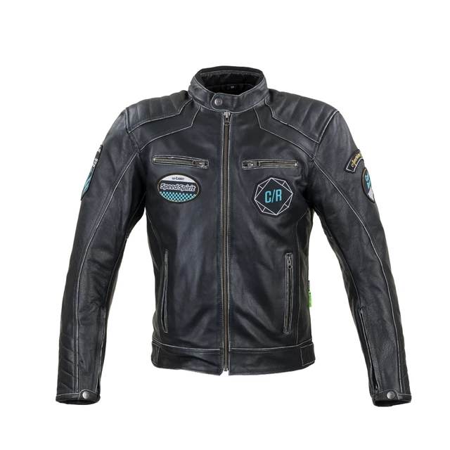 Leather Motorcycle Jacket W-TEC Losial - Black - Black