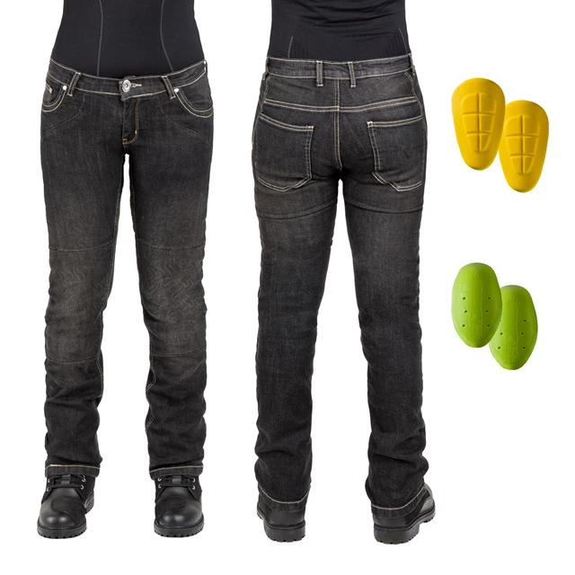 Damskie jeansy motocyklowe W-TEC C-2011 czarne - Czarny - Czarny