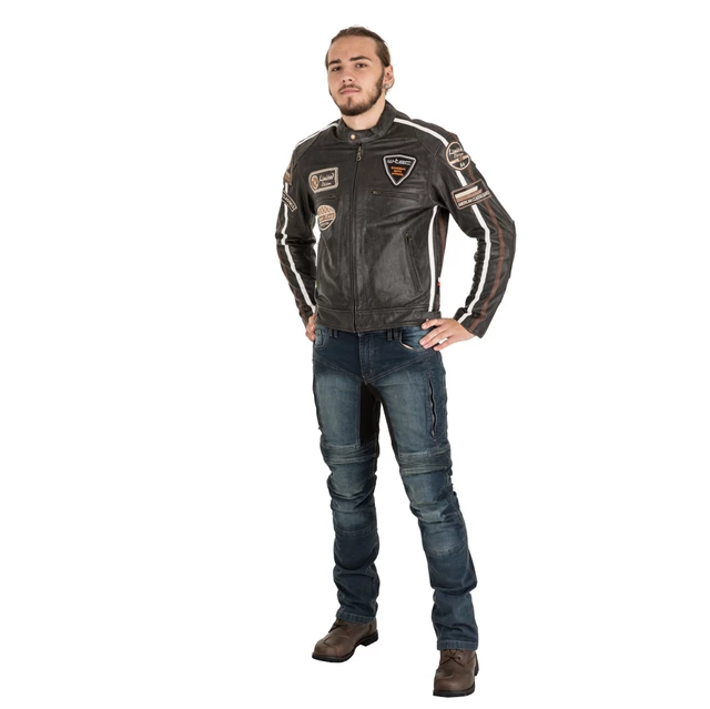 Men's Leather Motorcycle Jacket W-TEC Antique Cracker - S