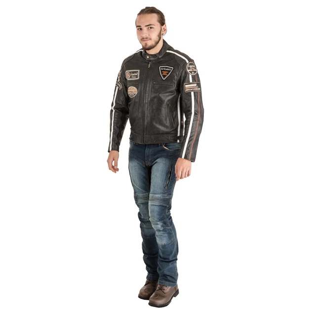 Men's Leather Motorcycle Jacket W-TEC Antique Cracker - XL