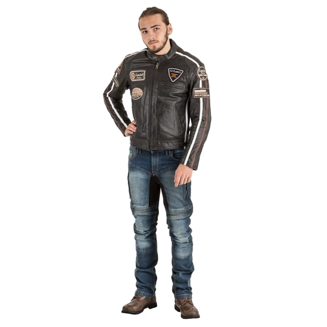 Men's Leather Motorcycle Jacket W-TEC Antique Cracker - S