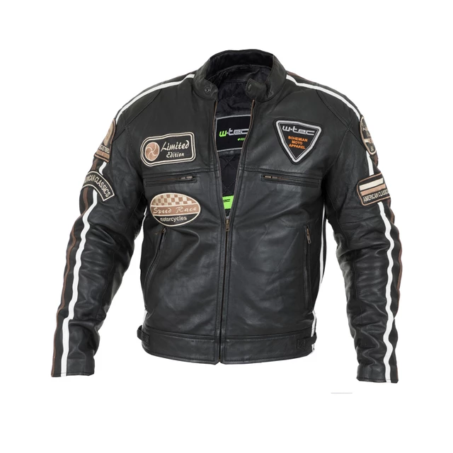 W-TEC Sheawen Herren-Leder-Motorradjacke - schwarz