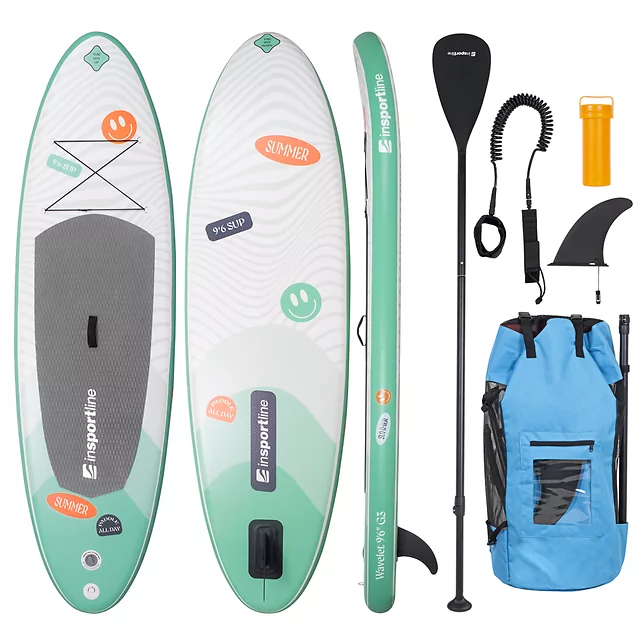 Paddleboard s příslušenstvím inSPORTline Wavelet 9'6" - zelená - zelená