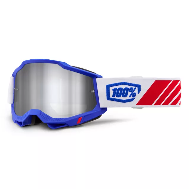 Motokrosové brýle 100% Accuri 2 Mirror - Ferran černá, zrcadlové plexi - Kolby modrá, zrcadlové plexi
