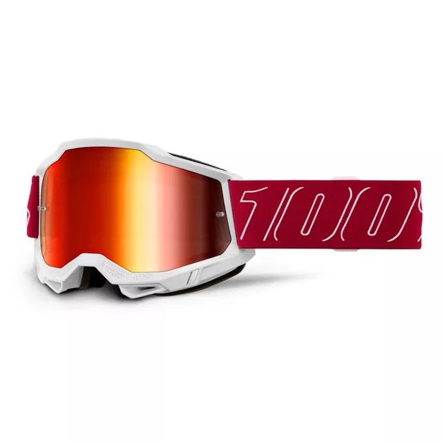 Motokrosové brýle 100% Accuri 2 Mirror - Ferran černá, zrcadlové plexi - Redline červená, zrcadlové plexi