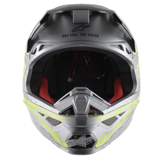 Moto přilba Alpinestars Supertech S-M8 Triple MIPS šedá/žlutá fluo/černá