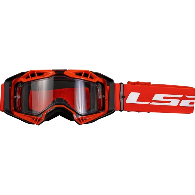 Motocross-Brille LS2 Aura Black Red Klarglas