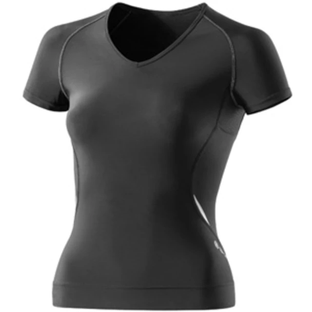 Dámske kompresné tričko Skins Top with V Neck - čierna