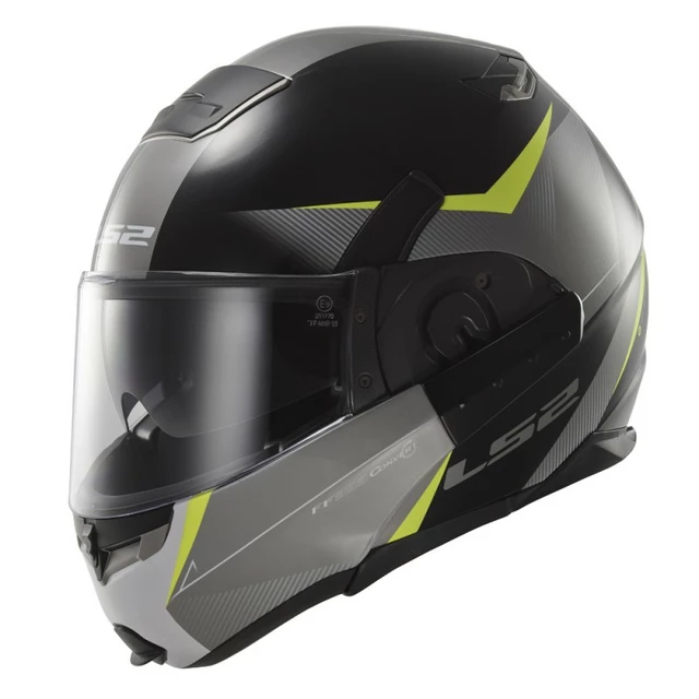 Motorradklapphelm LS2 Convert Hawk - Matt Schwarz-Weiss - schwarz-gelb