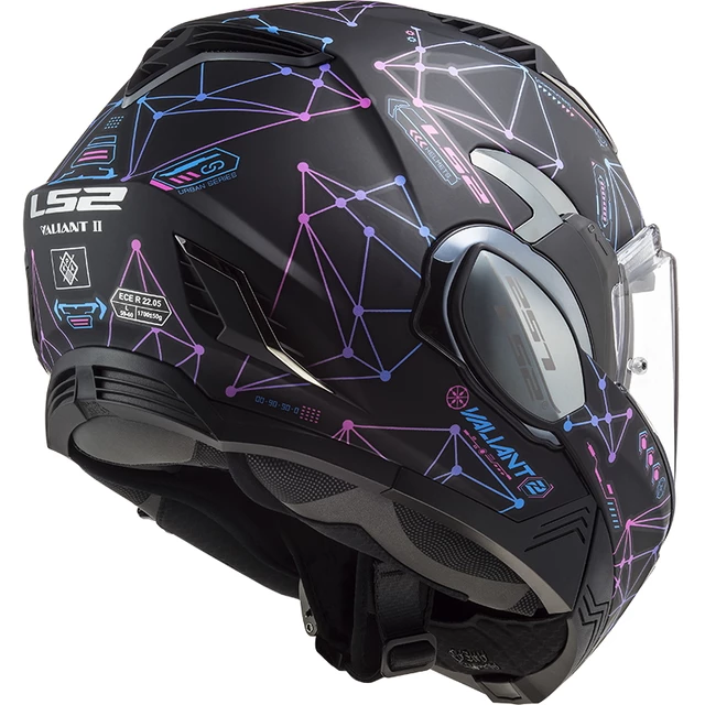 Flip-Up Motorcycle Helmet LS2 FF900 Valiant II Stellar P/J - Matt Black Blue