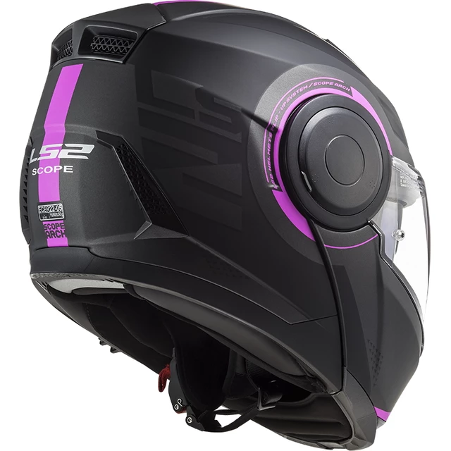 Flip-Up Motorcycle Helmet LS2 FF902 Scope Arch - Matt Titanium Pink