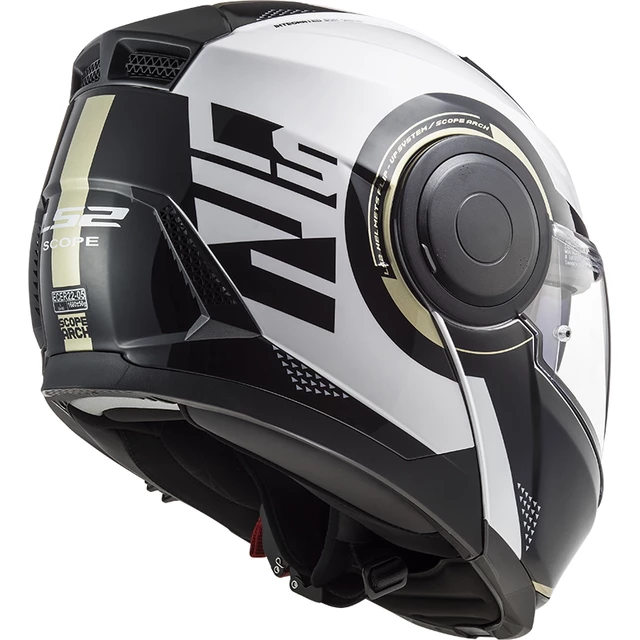 Flip-Up Motorcycle Helmet LS2 FF902 Scope Arch - Gloss White Titanium