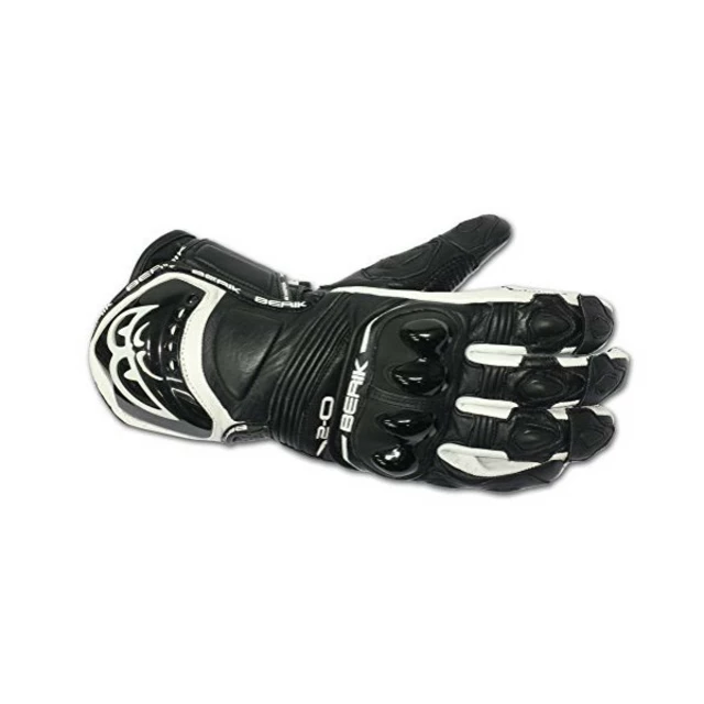 Leather Moto Gloves Berik G-10579-BK Black - Black - Black