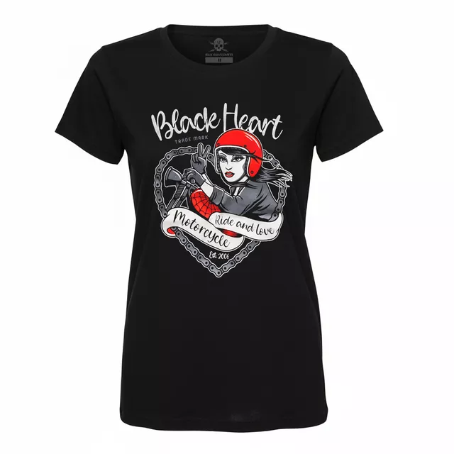 Dámské triko BLACK HEART Bike Girl - černá - černá