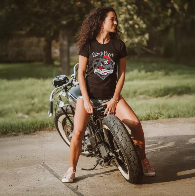 Dámské triko BLACK HEART Bike Girl - černá