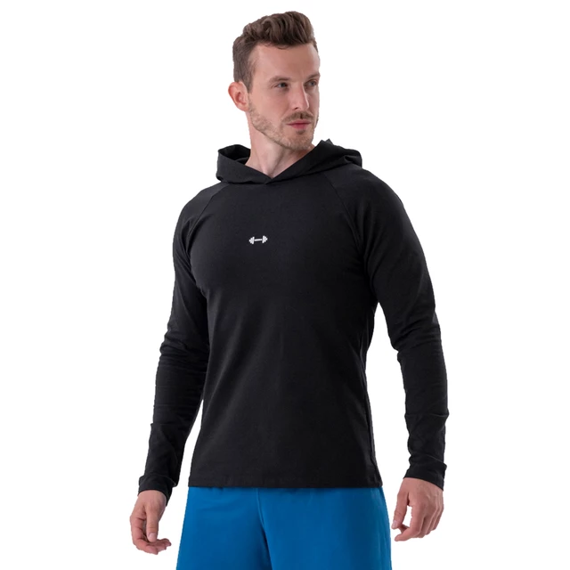 Men’s Long-Sleeve Hooded T-Shirt Nebbia 330 - Black - Black