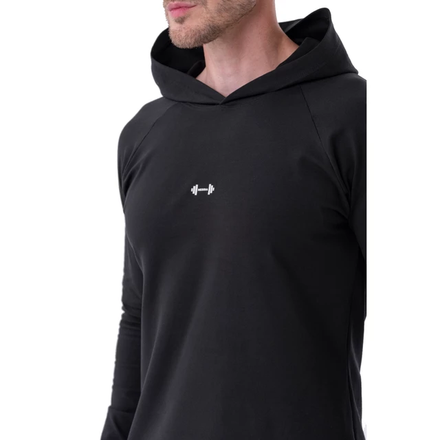 Men’s Long-Sleeve Hooded T-Shirt Nebbia 330 - Black