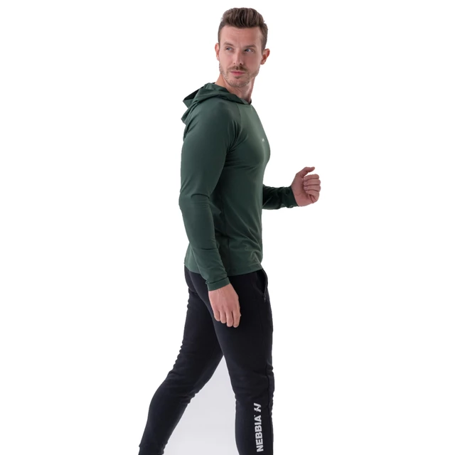 Men’s Long-Sleeve Hooded T-Shirt Nebbia 330 - Dark Green