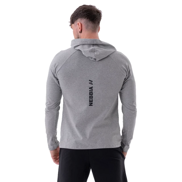 Men’s Long-Sleeve Hooded T-Shirt Nebbia 330 - Light Grey