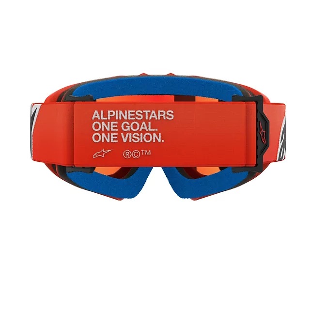 Dětské motokrosové brýle Alpinestars Vision Mirror Youth - Corp oranžová, zrcadlové červené plexi