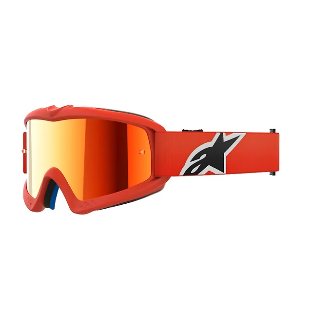 Dětské motokrosové brýle Alpinestars Vision Mirror Youth - Corp oranžová, zrcadlové červené plexi