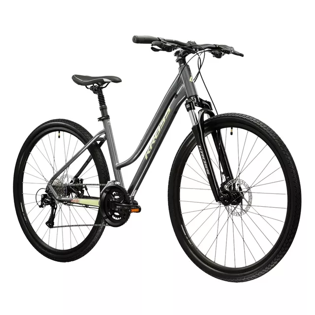 Dámské crossové kolo Kross EVADO 3.0 28" - model 2025 - šedá / zelená / lesk