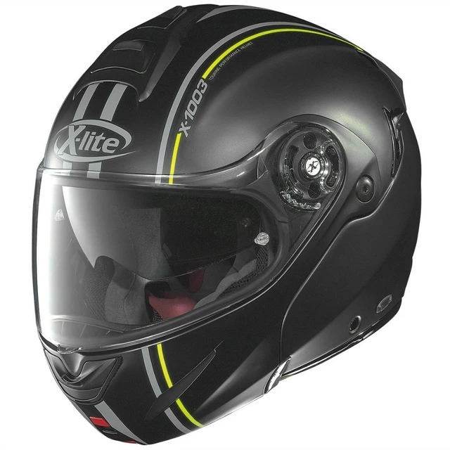 Moto helma X-lite X-1003 Millstatt N-Com - Flat Black-Yellow - Flat Black-Yellow