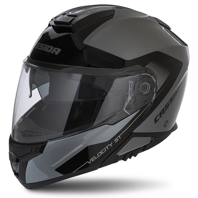 Flip-Up Motorcycle Helmet Cassida Velocity ST 2.1 Silver Titanium/Black