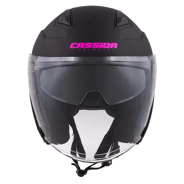 Cassida Jet Tech Schwarz Matt/Pink Logo 2023 Motorradhelm - schwarz matt/rosa