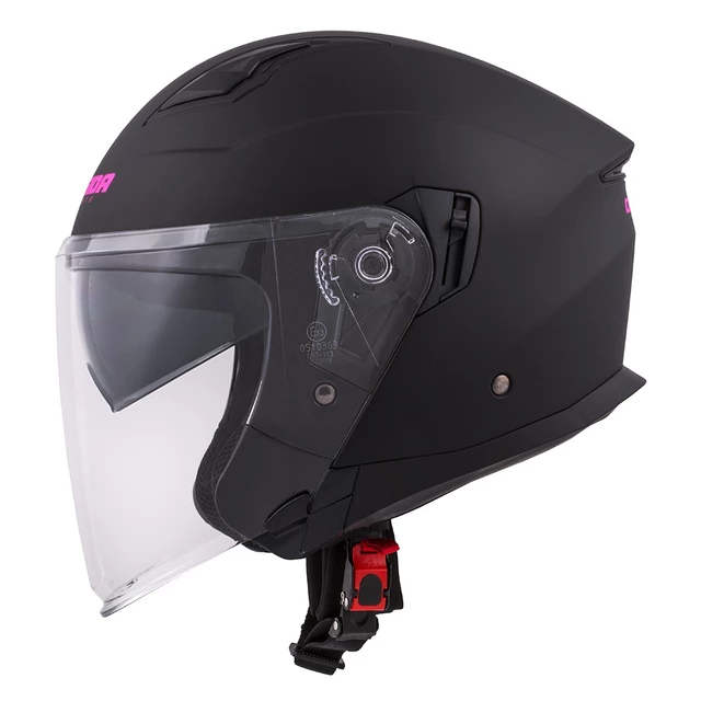 Cassida Jet Tech Schwarz Matt/Pink Logo 2023 Motorradhelm - schwarz matt/rosa