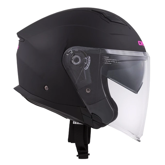 Motorcycle Helmet Cassida Jet Tech Matte Black/Pink Logos 2023