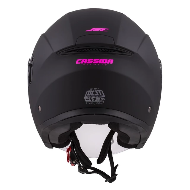 Cassida Jet Tech Schwarz Matt/Pink Logo 2023 Motorradhelm - schwarz matt/rosa