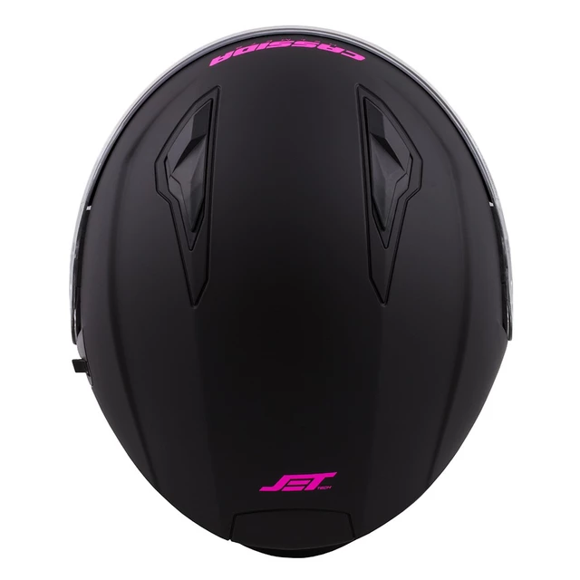 Cassida Jet Tech Schwarz Matt/Pink Logo 2023 Motorradhelm - schwarz matt/rosa