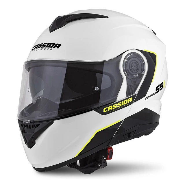 Motorradhelm Cassida Compress 2.0 Refraction weiß/schwarz/gelb fluo P/J