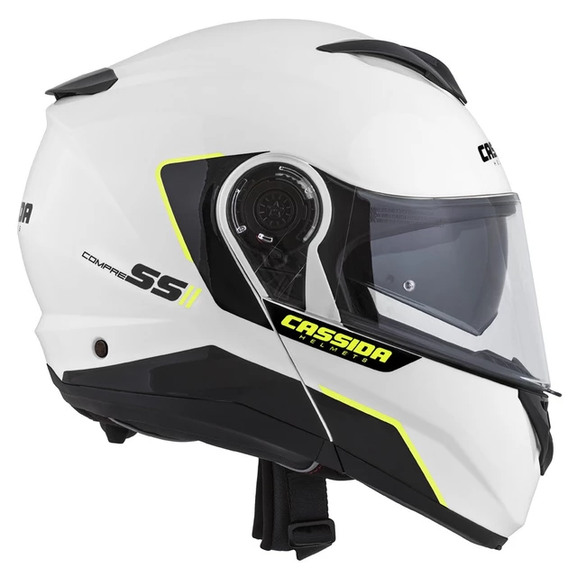 Motorcycle Helmet Cassida Compress 2.0 Refraction White/Black/Fluo Yellow P/J