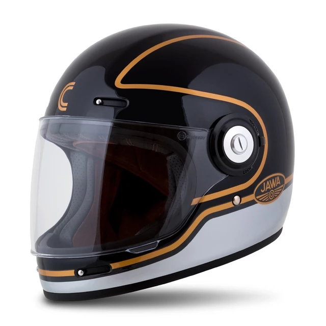 Cassida Fiber Jawa Sport Motorradhelm Schwarz/Silber/Gold