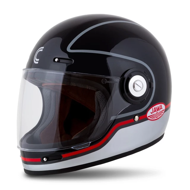 Motorcycle Helmet Cassida Fibre Jawa Sport Black/Silver/Red