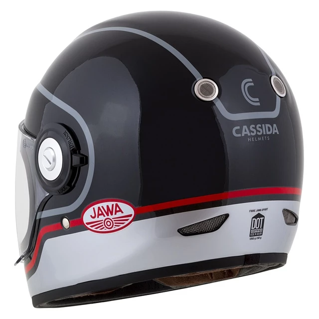 Cassida Fiber Jawa Sport Motorradhelm Schwarz/Silber/Rot