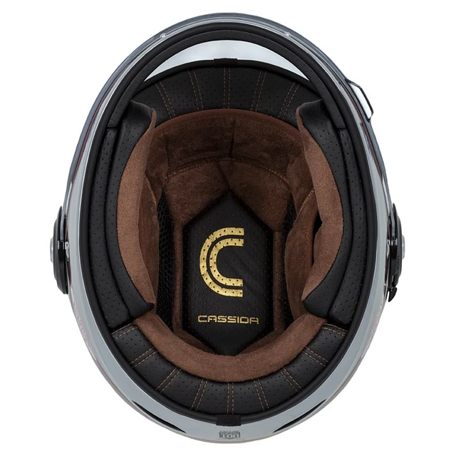 Moto prilba Cassida Fibre Jawa Sport čierna/strieborná/červená