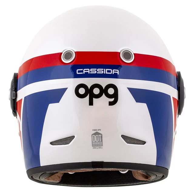Motorcycle Helmet Cassida Fibre OPG White/Blue/Red